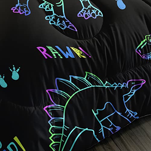 Bailipromise Trippy Dinosaur Comforter Set Full Size For Boys Kids Quilt Set,Jurassic Dinosaur Bedding Set 3 Piece,Dino Duvet With Pillow Shames For All Seasons Ultra-Soft Lightweight Breathable #TOP5