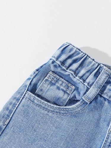 Floerns Toddler Girl's Wide Leg Elastic Waist Button Baggy Jeans Solid Casual Denim Pants3
