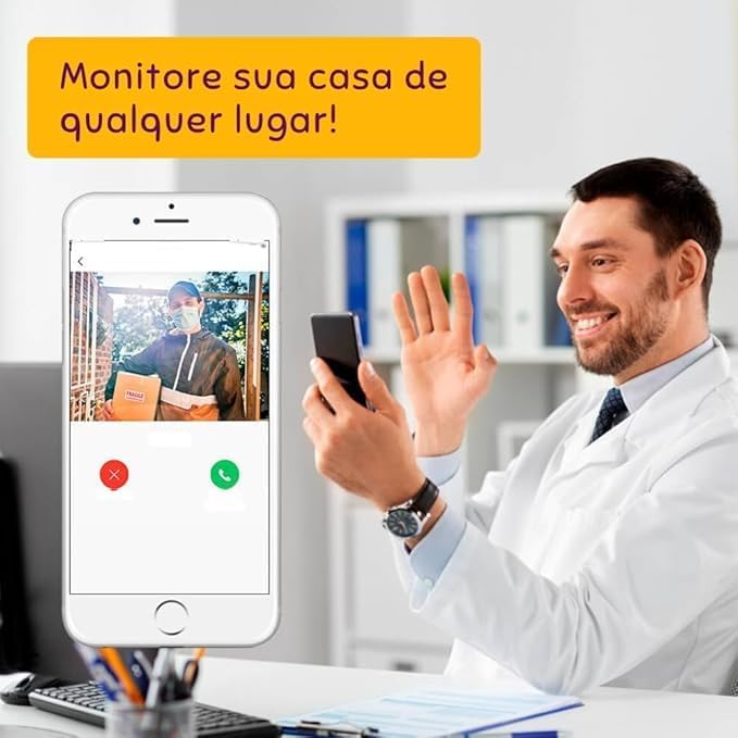 Campainha Inteligente Sem Fio com Câmera HD, Vídeo, Áudio Bidirecional, Visão Noturna, Wi-Fi e Monitoramento em Tempo Real pelo Celular – Alerta de Movimento e Segurança Residencial Campainha Inteligente Sem Fio com Câmera HD, Vídeo, Áudio Bidirecional, Visão Noturna, Wi-Fi e Monitoramento em Tempo Real pelo Celular – Alerta de Movimento e Segurança Residencial