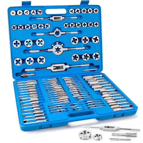 110-Piece Metric Tap and Die Set, M2 to M18 Thread Repair Kit, Complete Tap & Die Sets with Storage Case for Cutting Internal and External Threads