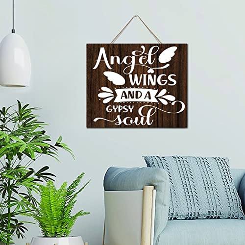 Décoration murale antique en bois ailes d'ange style vintage