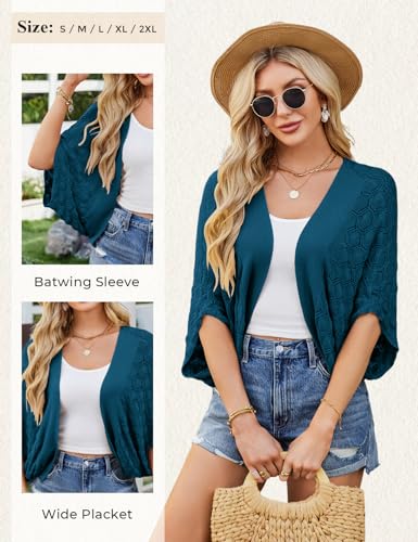 Image of GRACE KARIN Summer Cropped Cardigan for Women 2026 Batwing Sleeve Crochet Bolero Shrug Sweaters Lightweight Beach Boho Kimono