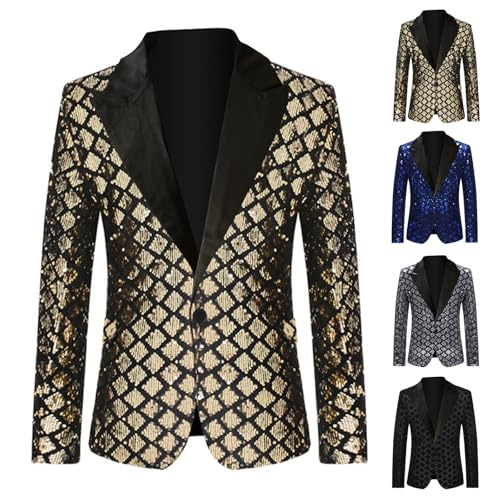 Sequin Blazer Men Shawl Lapel Disco Prom Shiny Jacket Wedding Party Festival Tuxedo One Button Slim Fit Sport Coats4
