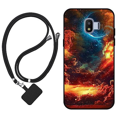 Sunrive Funda Compatible con Samsung Galaxy Grand Prime Pro 2018/J2 Pro 2018,Slim Fit Gel Mate Carcasa Case Bumper de Impactos Espalda Cover (Nubes,Luna,Cielo)+1 X Correa Universal