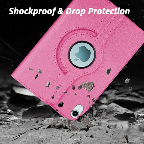 Image of TGK 360 Rotatable Smart Flip Cover for iPad mini 7 Case A17 Pro 2024, iPad mini 7th /6th Generation 8.3 inch (Hot Pink)