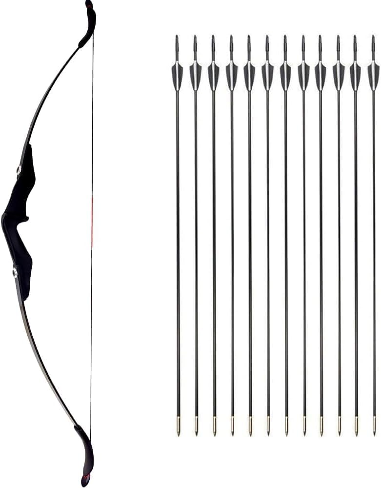 53" Takedown Recurve Bow and Arrow Set Adult 30/40LBS Archery Right & Left Hand Archery Target Practice Outdoor Hunting with 12pcs Mixed Carbon Arrow (bow setA, 30lbs)
