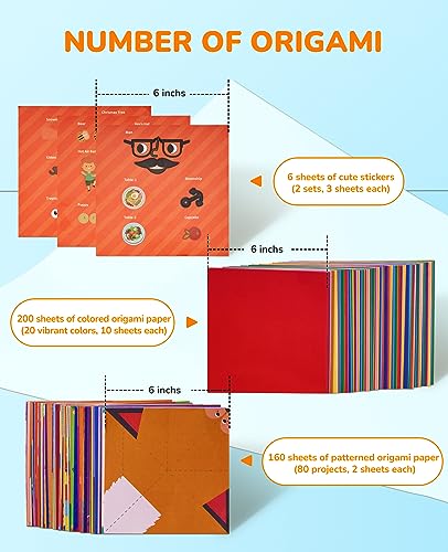 JoyCat 360 Fogli Carta Origami per Bambini 15x15