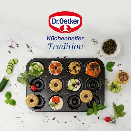 Exquisite Dr. Oetker 12er Donutbackform TRADITION – Dein Geheimnis für Perfekte Donuts mit Antihaftbeschichtung für Beste Backergebnisse, inkl. 5 Jahre Garantie