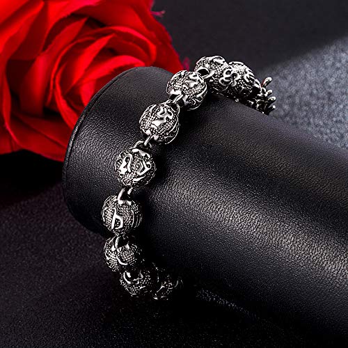 Dankadi Vintage Men Silver Jewelry Bracelet Creative 925 Sterling Silver Dragon Bracelet 11Mm 7 "8" 9 "10" Bead Chain Solid Thai Silver Bracelet Accessories (8) #TOP7