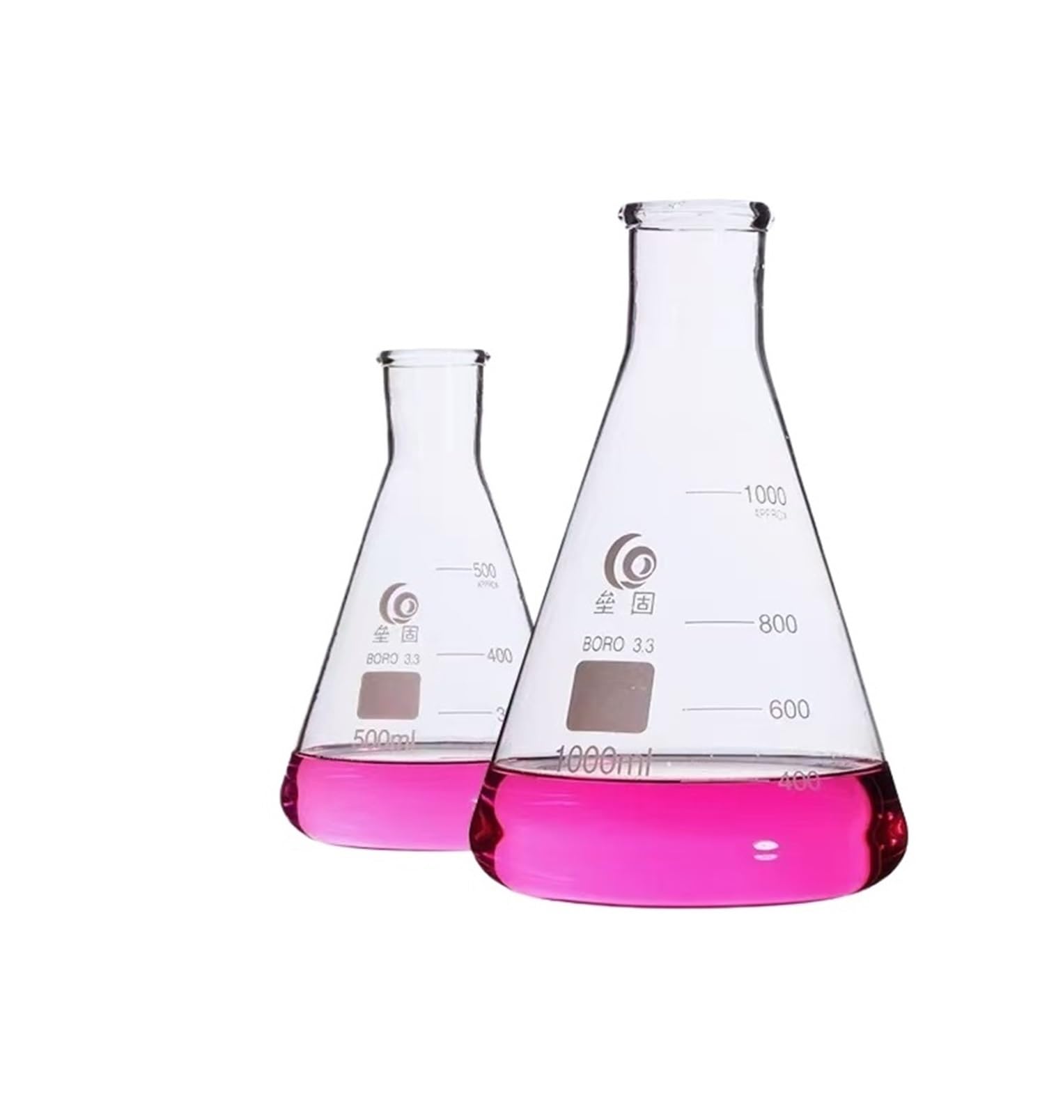 matraz de fondo redondo， Matraz Erlenmeyer de vidrio de borosilicato de cuello ancho, cónico, triangular, for laboratorio, 50 ml-1000 ml, paquete de 23 unidades(250ml 2pcs)