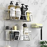 Kegii Duschablage/Duschregal Ohne Bohren, Badezimmer Regal, Badregal Duschkorb Selbstklebend, Shampoo halterung für dusche, mit Seifenschale Edelstahl 3 Stück, Chrom