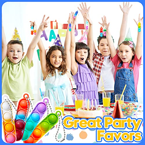 Toanwod Pop Keychain Bulk Fidget Toy (100 Pcs), Mini Pop Fidget Toys Bulk Party Favors, Stress Relief Sensory Toys For Kids Prizes, Goodie Bag Stuffers For Girls And Boys #TOP5