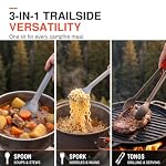 3-in-1 Titanium Backpacking Utensils, Long Spoon, Spork and Tongs - Image 4