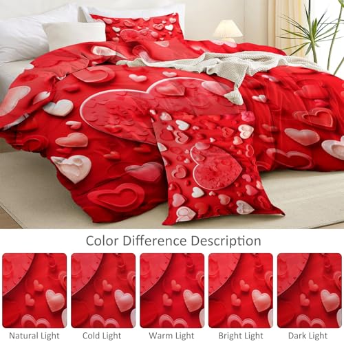 Ensemble de literie microfibre rouge parure lit motif cœur
