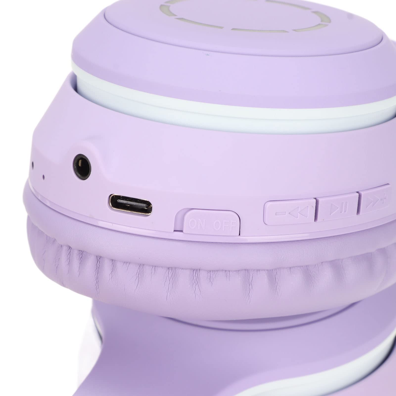 Bewinner Cuffie da gioco con orecchie da gatto, luci a LED, 3,5 mm, wireless, pieghevoli, per PC, portatile, con microfono a cancellazione del rumore, per , gioco (viola)