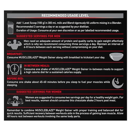Image of MuscleBlaze Weight Gainer Powder with Added Digezyme, Chocolate (30 Servings, 3kg / 6.6lbs) | 12g Protein, 72g Carbs Per Scoop
