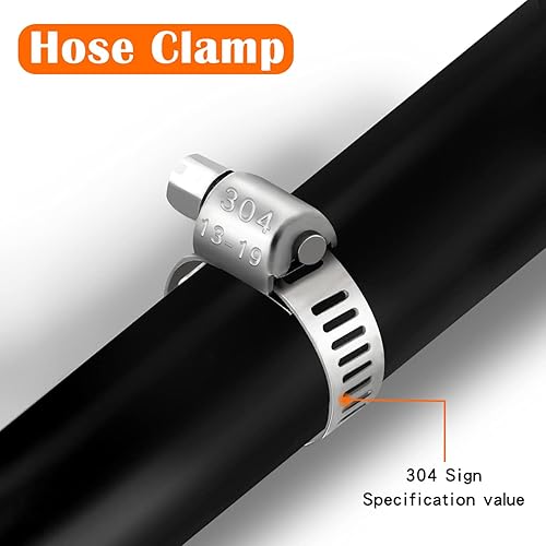 Vista 34 de Dianrui 25 abrazaderas de manguera de 1/4 a 1/2 pulgadas (0.236-0.472 in) de acero inoxidable 304 engranaje helicoidal 304 abrazaderas de manguera