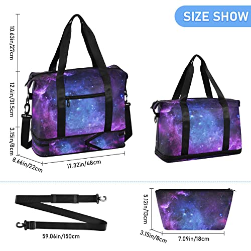Gym Sports Travel Duffel Bag Weekender Overnight Bag with Wet Pocket Shoes Compartment and Toiletry Starry Sky for Travel, Business,Gym, Yoga3