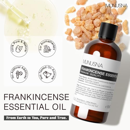 Image of Frankincense Essential Oil for Skin, Hair, Diffuser, 3.38fl.oz | Pure and Natural, Frankincense Aromatherapy Oils for Face, Massage, Home, DIY Soap and Candle Making, 100ml