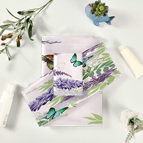 Alaza Nature Tropical Japanese Flowers Butterflies Wisteria Bath Towel Set Luxury Decorative Set Of 3, 1 Bath Towel 1 Hand Towel 1 Washcloth Soft Multipurpose For For Bathroom Hotel Gym Yoga Spa #TOP5