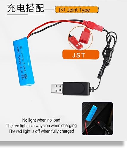 Miniatura 4 de 3.7V 14500 RC Batería de coche 700mAh batería recargable de iones de litio JST para doble cara RC Stunt Car RC Car RC Boat Tumbling Anfibio RC Truck