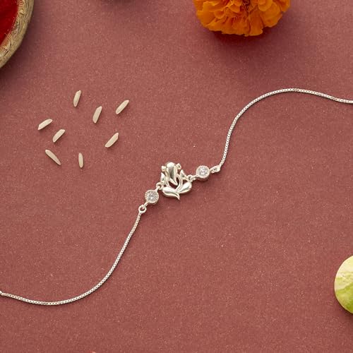 Image of Parnika 925 Om Ganesha Rudraksha Infinity Bro Shiv Bhai Adjustable Silver Rakhi Bracelet For Brother in 92.5 Sterling Silver for Boys and Men | Chandi ki Rakhi | Gift Box Roli Chawal
