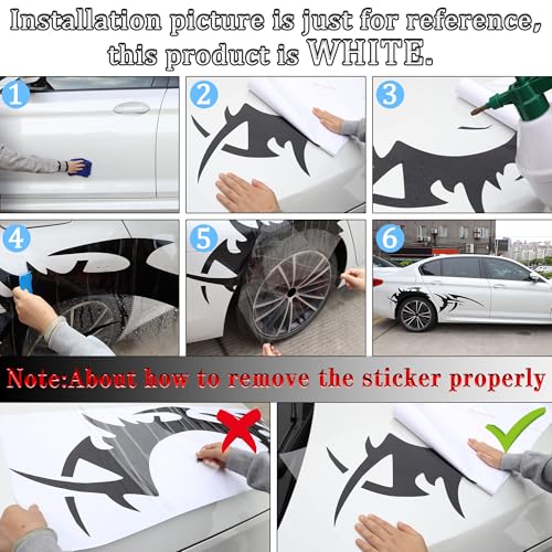 Image of TOMALL 2Pcs 66'' Flame Graphics Stickers Car Body Side Skirt Decals Racing Sport Stripe Decals for Car Universal Vinyl Waterproof Large Decal Decoration for Truck Off-Road Vehicles Accessories (White)