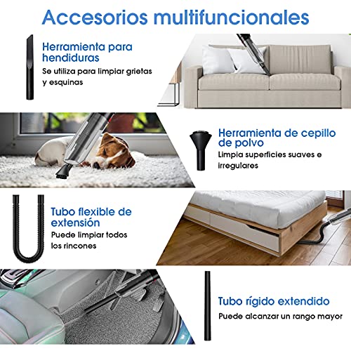 Aspirateur a Main sans Fil - 7000 PA Aspirateur Main,2000 mAh Aspirateur Voiture Puissant,Aspirateurs à Main avec Filtre Lavable,Aspirateur de Table Sec et Humide pour Poils d'animaux,Maison,Voiture - Image 5