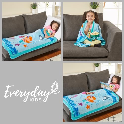 Image of EVERYDAY KIDS Toddler Throw Blanket - 30 inch by 40 inch - Mermaids Undersea Adventure - Super Soft, Plush, Warm and Comfortable