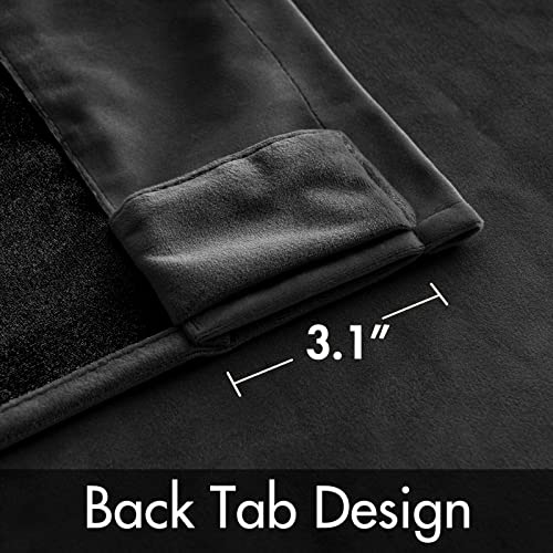 Image of MIULEE Black Velvet Curtains 52x90 inches 2 Panels Luxury Blackout Curtains | Thermal Insulated, Super Soft Window Drapes for Bedroom Living Room, Rod Pocket & Back Tab, Halloween Decor
