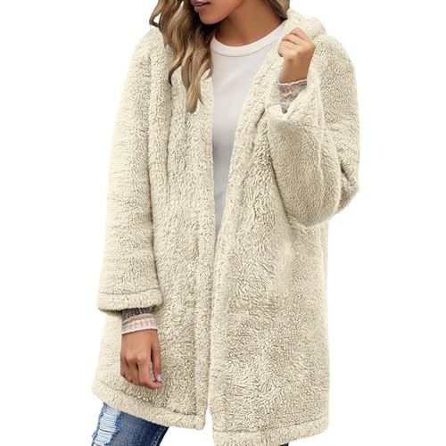 Cardigan à capuche en polaire moelleuse veste élégante mi-saison