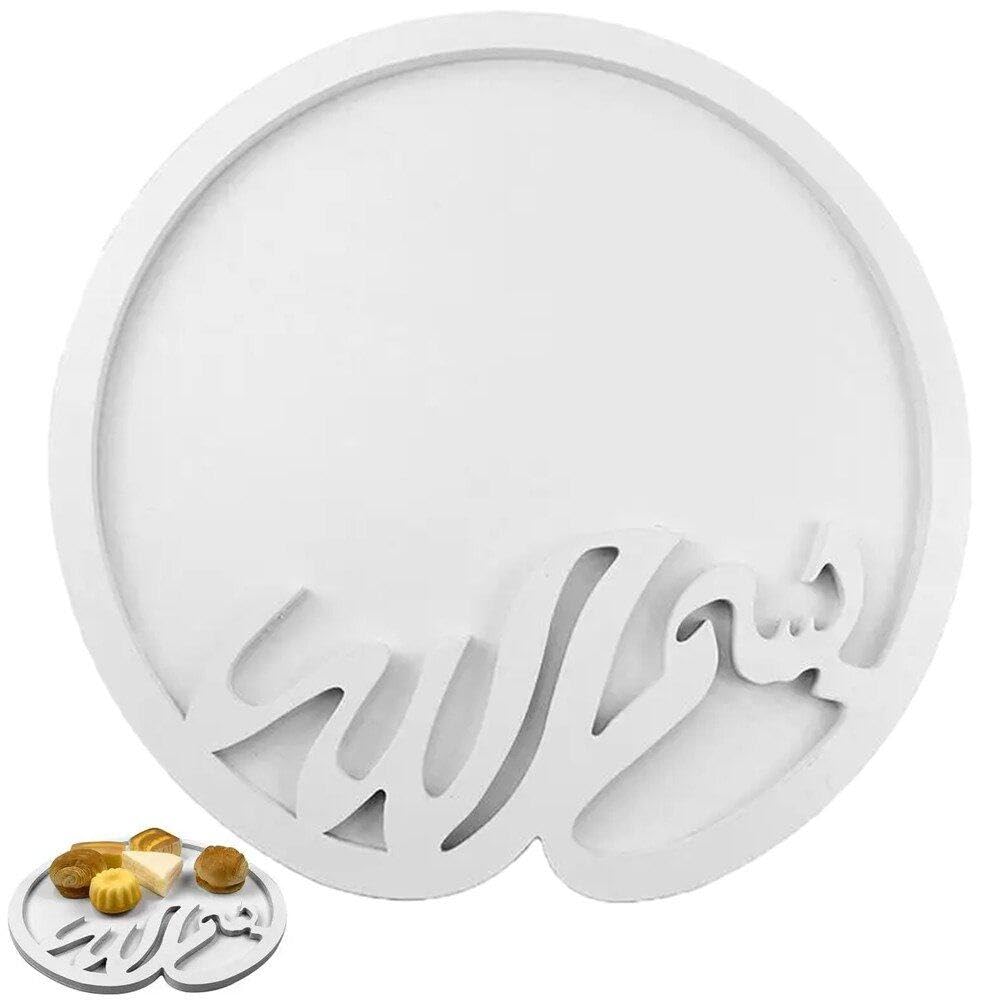 Plateau en bois rond Eid Moubarak, une piste de service artisanale