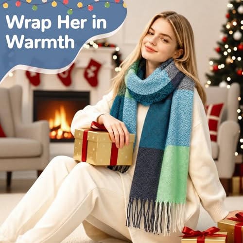 Image of Loritta Winter Scarf for Women, Long Plaid Shawl Wraps Scarves Gifts