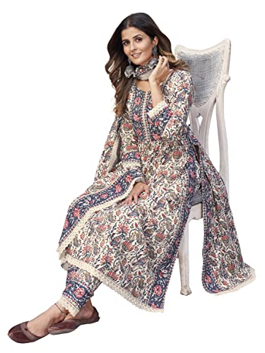 Image of Vbuyz Women'S Cotton Floral Print Straight Stitched Kurta Pant With Dupatta