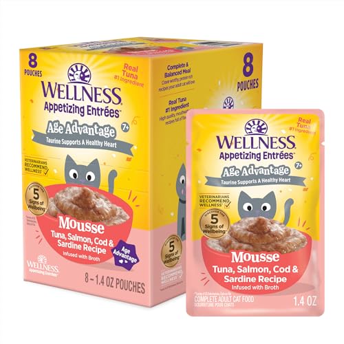 Wellness Appetizing Entrées Age Advantage Mousse Senior Wet Cat Food, Natural, Protein Rich, Grain...