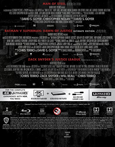 Image of DC Zack Snyder's Justice League Trilogy - Man of Steel + Batman v Superman: Dawn of Justice - Ultimate Edition + Zack Snyder's Justice League (4K UHD + Blu-ray) (8-Disc Box Set)
