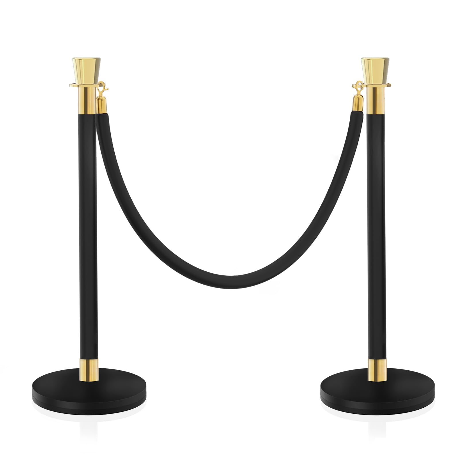 Stanchions and Velvet Ropes, Crowd Control Barrier, Black Stanchions Used for Theaters, Parties, Wedding, Exhibition, 2PCS