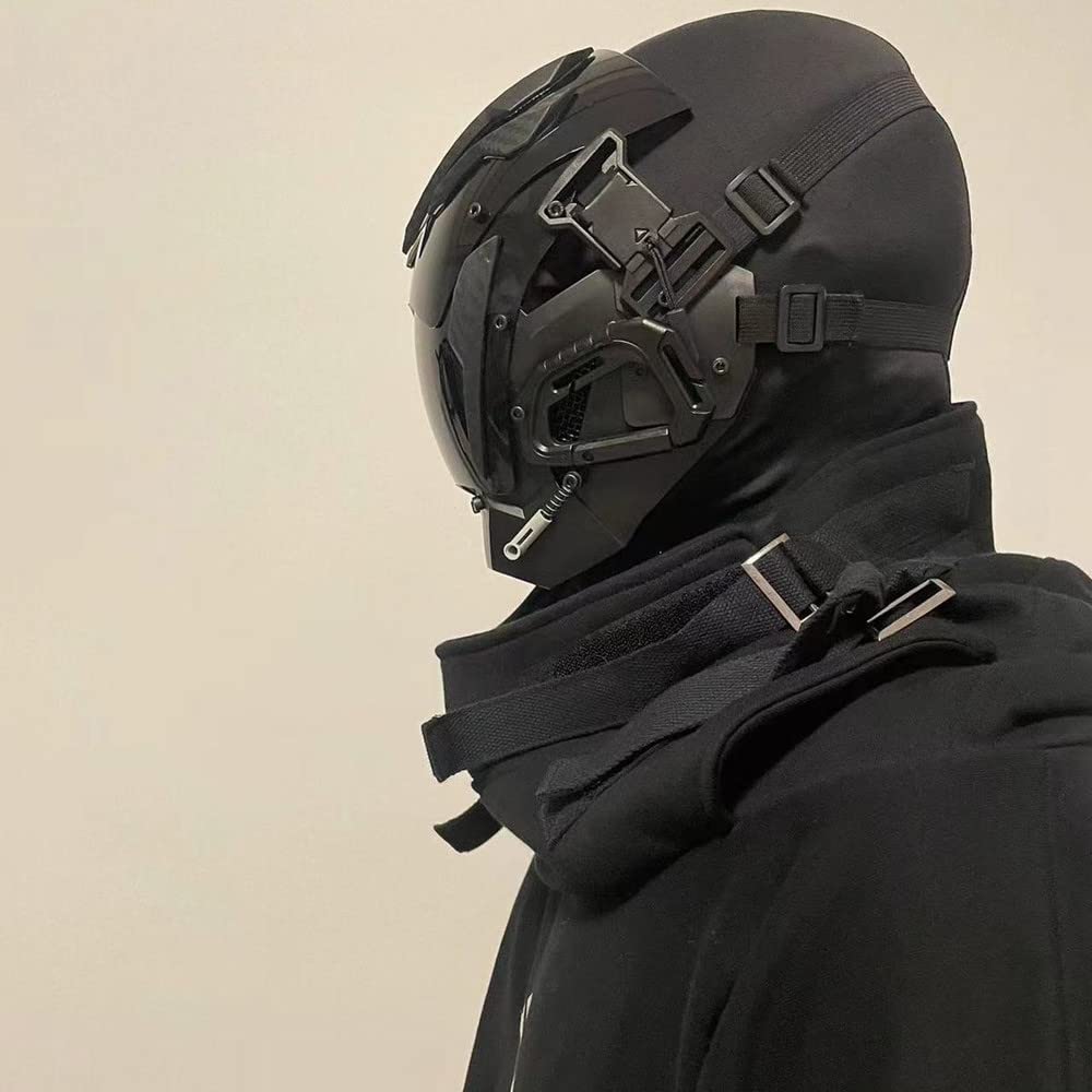 Amazon.co.jp: ブラックサイバーパンクマスク 暗黒風元宇宙機甲