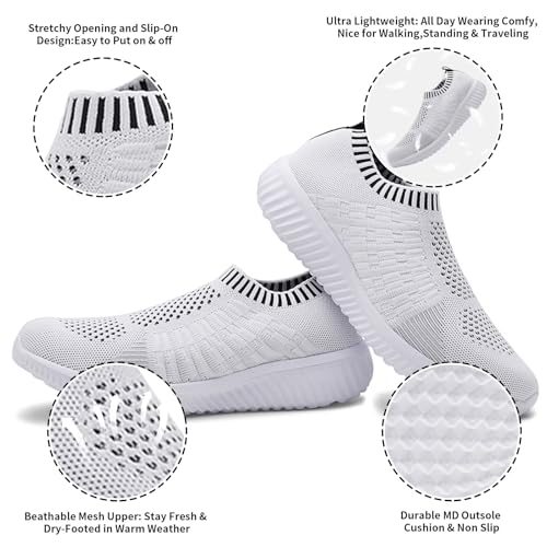 Image of konhill Womens Walking Shoes Slip On Sneakers Breathable Mesh Lightweight Casual Footwear for Daily Commute