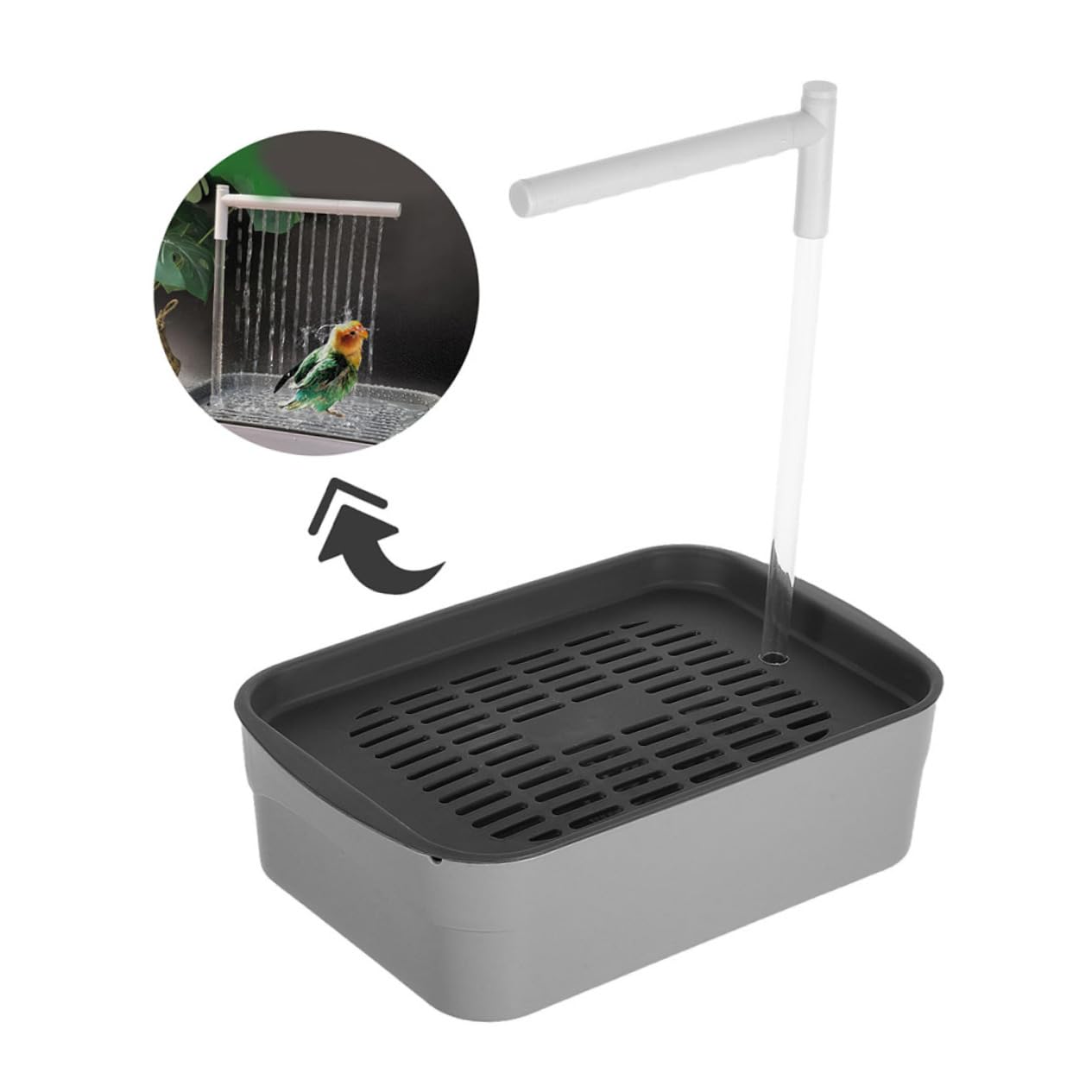 SUPVOX Bañera Automática para Pájaros de Interior Bañera para Loros Ducha Contenedor de Baño Automático para Periquitos y Cacatúas para Mascotas Higiene de Loros Jaulas