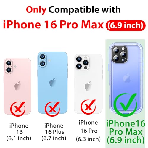 SPORTLINK for iPhone 16 Pro Max Case with Screen Protector,IP68 Underwater/6.6FT Military Dropproof/Dustproof/Heavy Duty Full Body Phone Case for Apple iPhone 16 Pro Max 6.9 inch Blue/Frosted Clear by SPORTLINK - Image 2