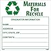NMC HW34AL Materials for Recycle - Originator Information - Name, Address, City, State, Zip, Contents_ Label - PS Paper Hazardous Material Label