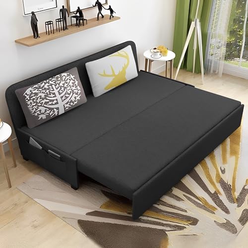 Image of Divano 3 Seater Sofa Cum Bed for Living Room (Black) Premium Fabric Sofa