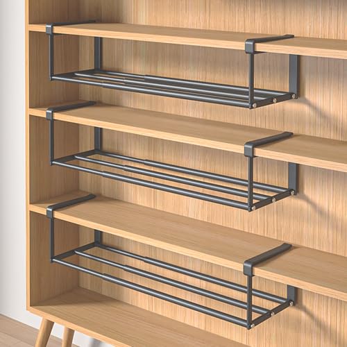 SKW シューズラック 伸縮式 玄関収納 靴棚 吊り下げ式 下駄箱 靴箱 組み立て式 組み立て簡単 工具付き 玄関 下駄箱 省スペース 調整可能 多機能 (3, ブラック)