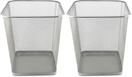 Corbeille Papier en Treillis Métal argenté D.RECT poubelle robuste 18 litres