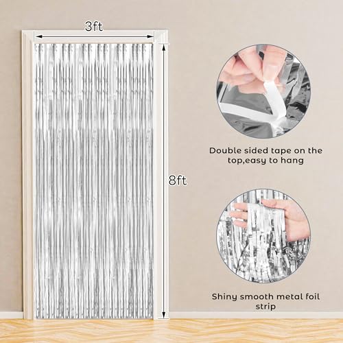 BTSD-home Cortina de Flecos Metálica Plata 10 Unidades 244x91 cm miniatura 2