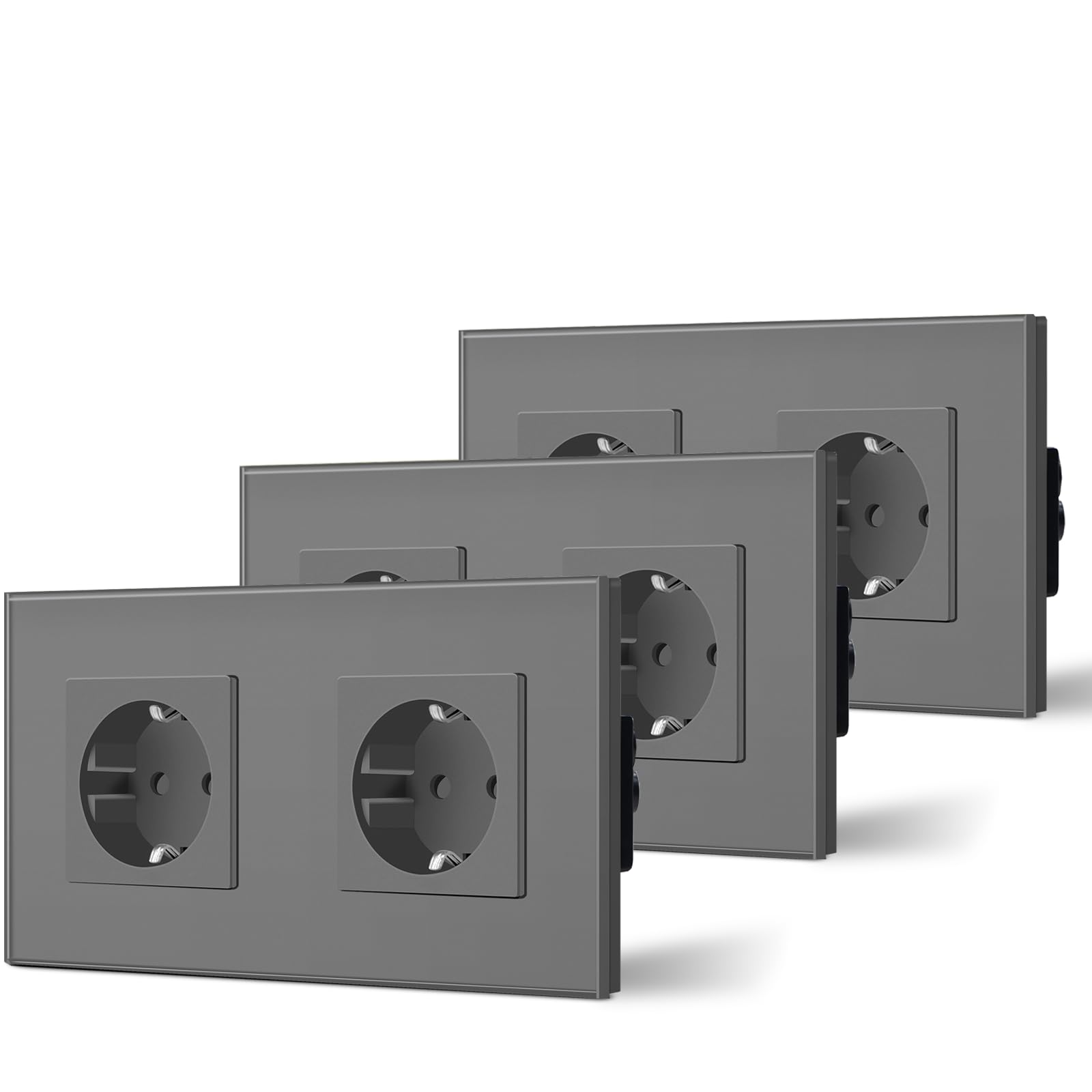 BSEED Enchufe de Pared con USB C,Enchufes Dobles Empotrados con Cristal,Toma de Corriente,Seguridad infantil,Fácil de Instalar,M Serie,2 Enchufes con USB y Tipo C,157mm Blanco — view 119