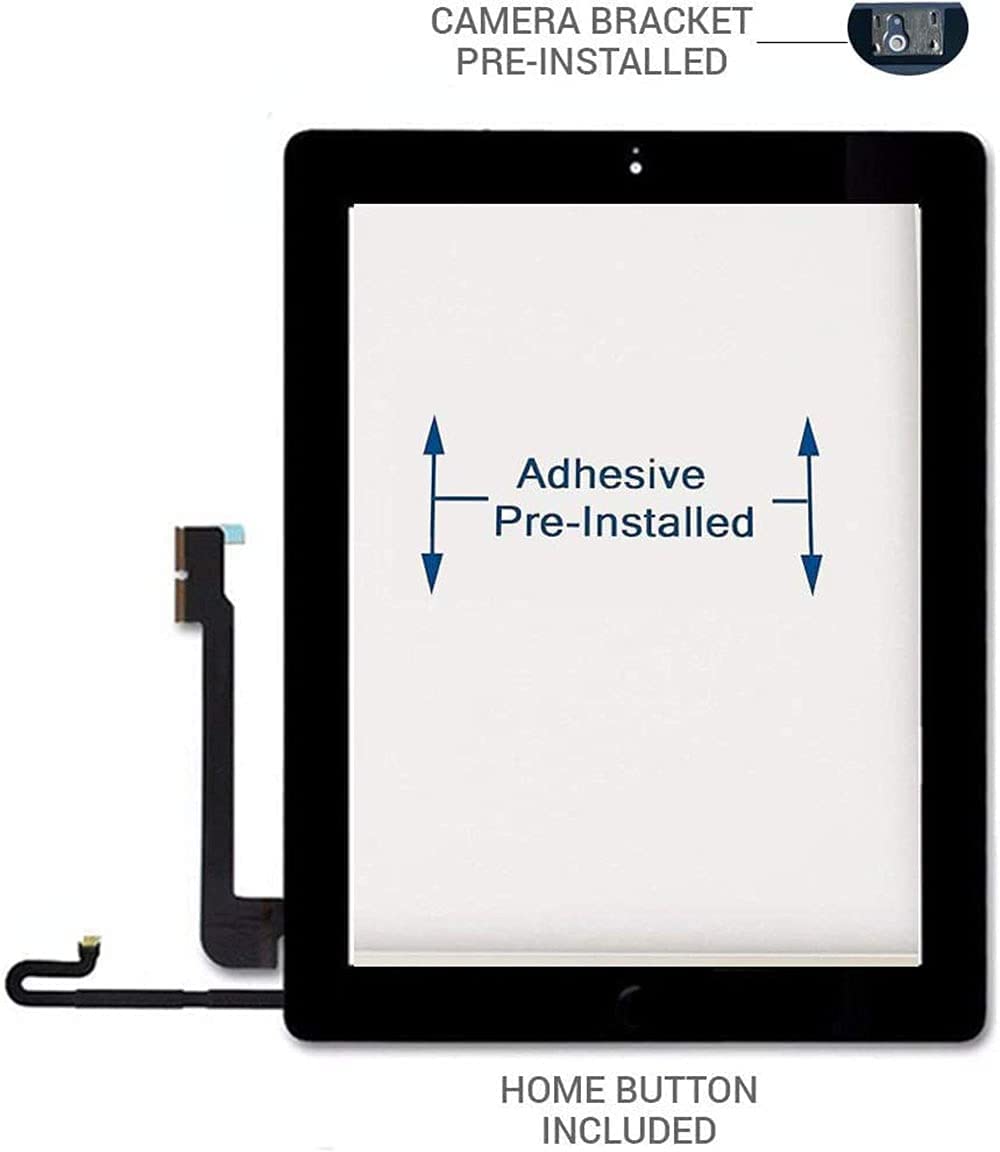 Écran tactile iPad 4 A1458 A1459 A1460 Noir avec bouton Home et kit d'outils