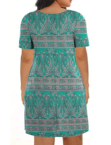 Image of Kancystore Women's Plus Size Summer Dresses Short Sleeve Casual T-Shirt Swing Dress with Pockets