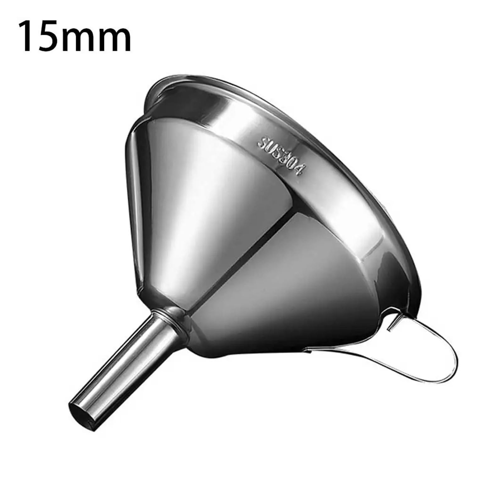 Embudo de Acero Inoxidable, Embudo de Cocina de Acero Inoxidable con asa Plateado 11-15 cm(XL 15CM)